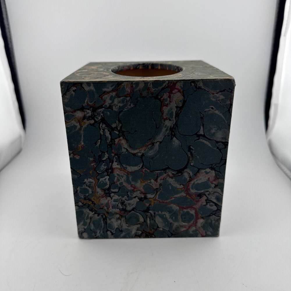 Vintage Florentine Gold And Green Wood Tissue Box Holder